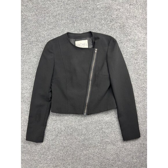 Rachel Roy Black Asymmetrical Zip Jacket Women's 2 Black Blazer Above Hip - Picture 1 of 10
